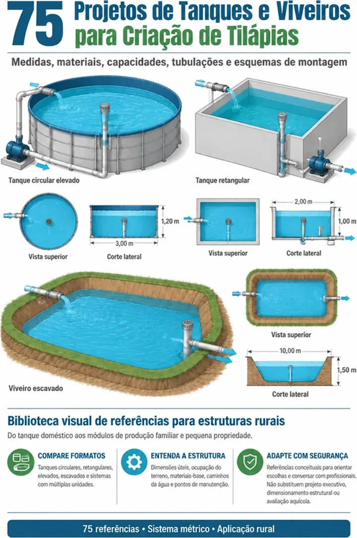 Prévia dos 75 Projetos de Tanques e Viveiros para Criação de Tilápias